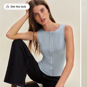 Reformation Sky Blue Button-Up Tank Top